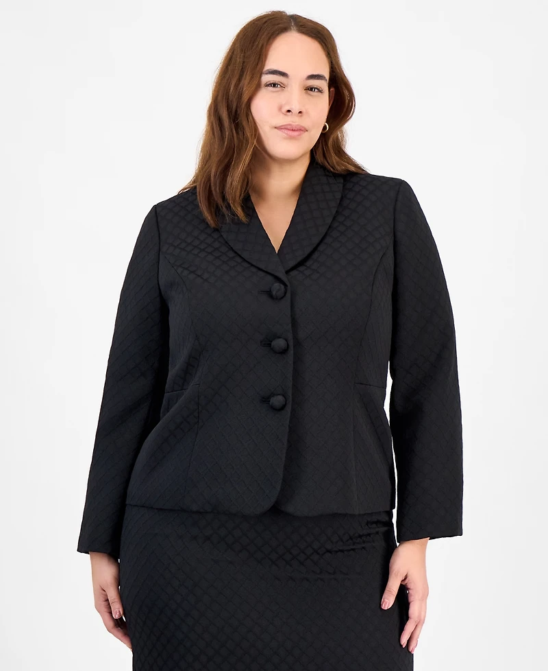 Le Suit Plus Shawl-Collar Jacket & Pencil Skirt Set