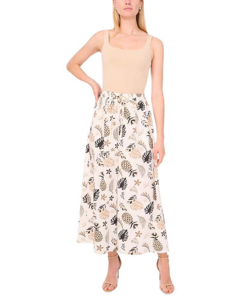 Sam & Jess Women's Printed Pull-On Wide-Leg Pants