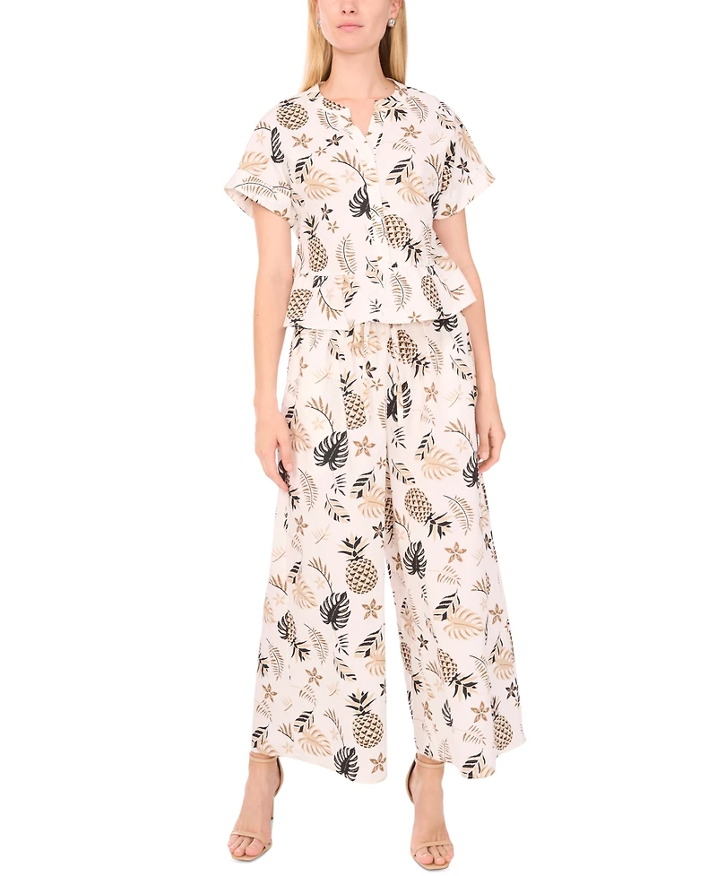 Sam & Jess Women's Printed Pull-On Wide-Leg Pants