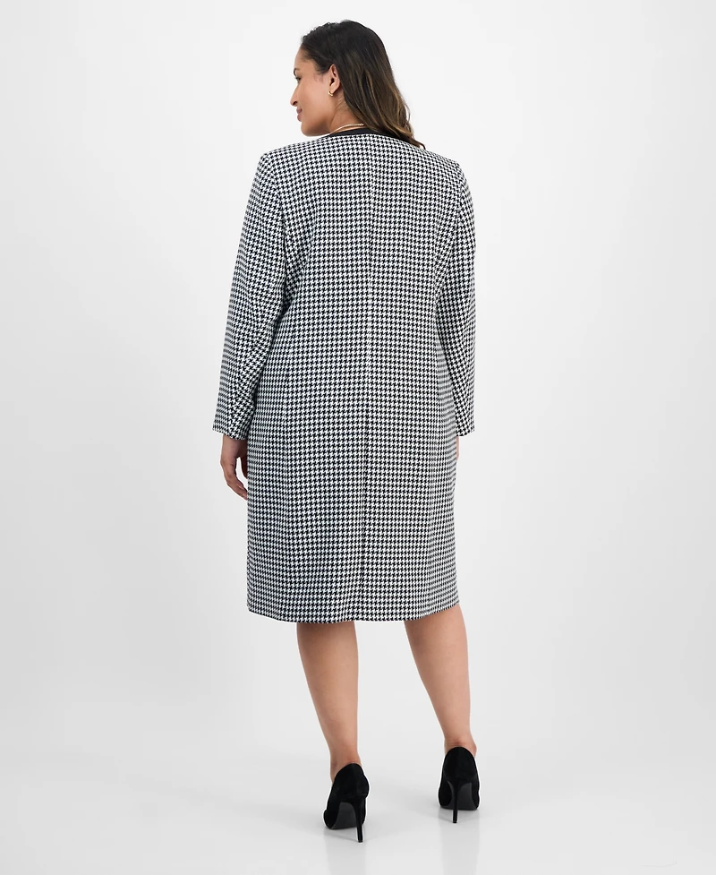 Le Suit Plus Houndstooth Topper Jacket & Sleeveless Dress