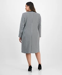 Le Suit Plus Houndstooth Topper Jacket & Sleeveless Dress