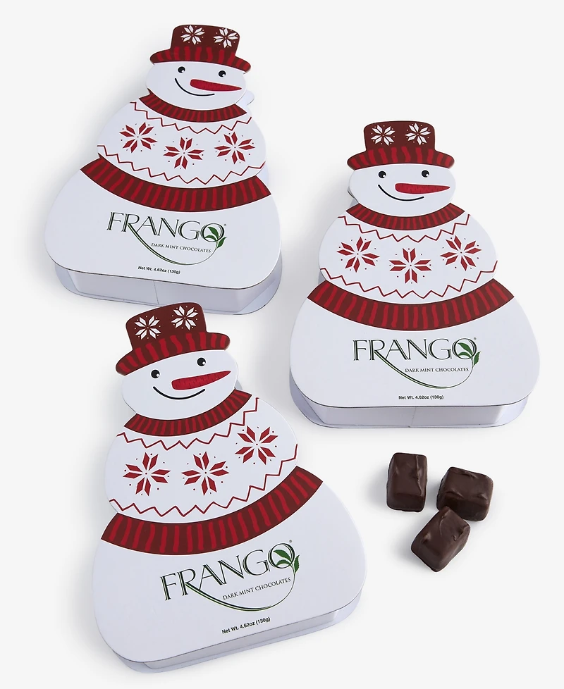 Frango Chocolates 3 Pack Holiday Dark Mint Chocolates in Snowman Box, Created for Macy's