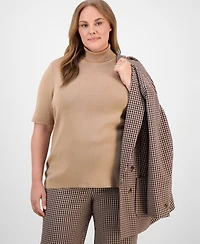 Anne Klein Plus Short-Sleeve Turtleneck Top