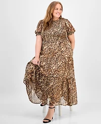 Anne Klein Plus Animal-Print Maxi Dress