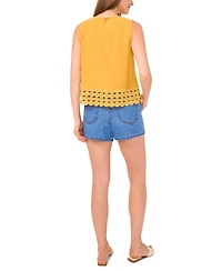 Vince Camuto Women's Crewneck Lace-Hem Tank Top