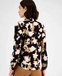 Anne Klein Women's Scarf-Neck Printed Blouse