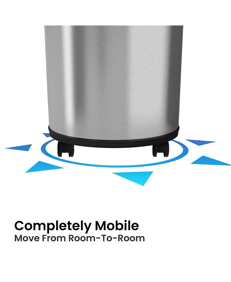 iTouchless Stainless Steel Sensor Trash Can with Dual AbsorbX Odor Filters and Wheels, Silver