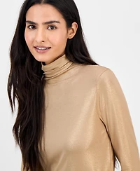 Anne Klein Women's Metallic Long-Sleeve Turtleneck
