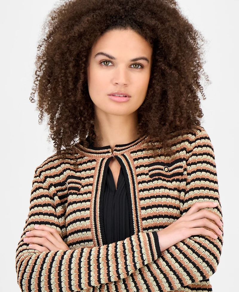 Anne Klein Women's Metallic-Knit Cardigan