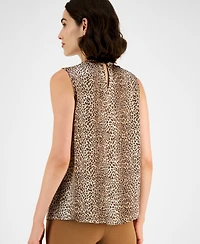 Anne Klein Women's Twist-Neck Animal-Print Sleeveless Top