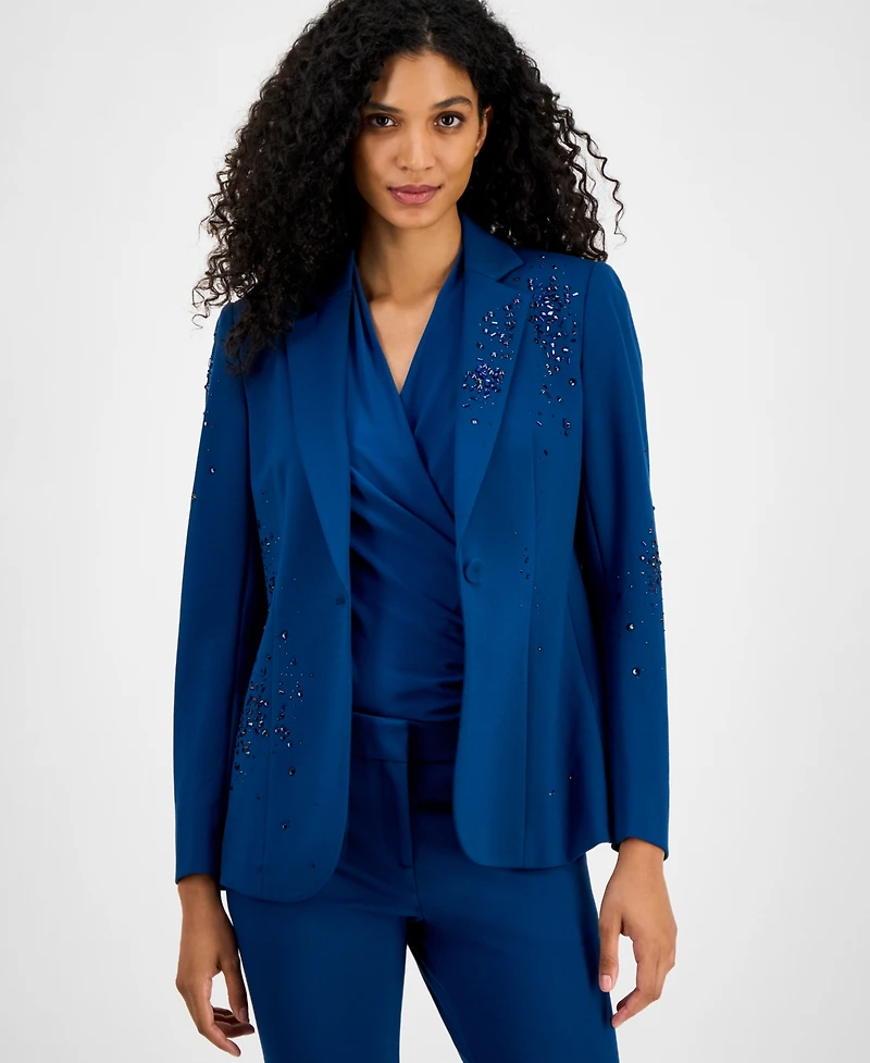 Anne Klein Women's Embellished One-Button Jacket