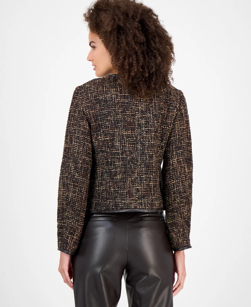 Anne Klein Women's Collarless Tweed Patch-Pocket Jacket