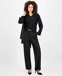 Anne Klein Women's Split-Neck Pleated Blouse