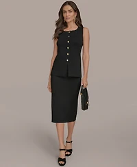 Donna Karan New York Women's Sleeveless Button-Front Sweater