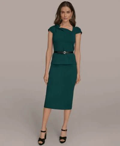Donna Karan New York Womens Cap Sleeve Belted Sweater Pencil Skirt