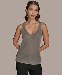 Donna Karan New York Women's Metallic V-Neck Sweater Shell