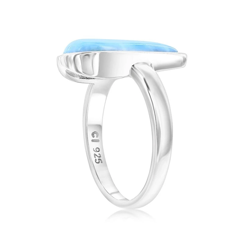 Sterling Silver, Irregular-Shaped Larimar Ring