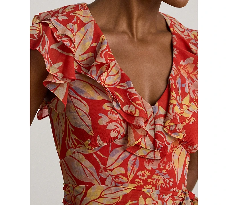 Lauren Ralph Women's Printed Empire-Waist Long Dress