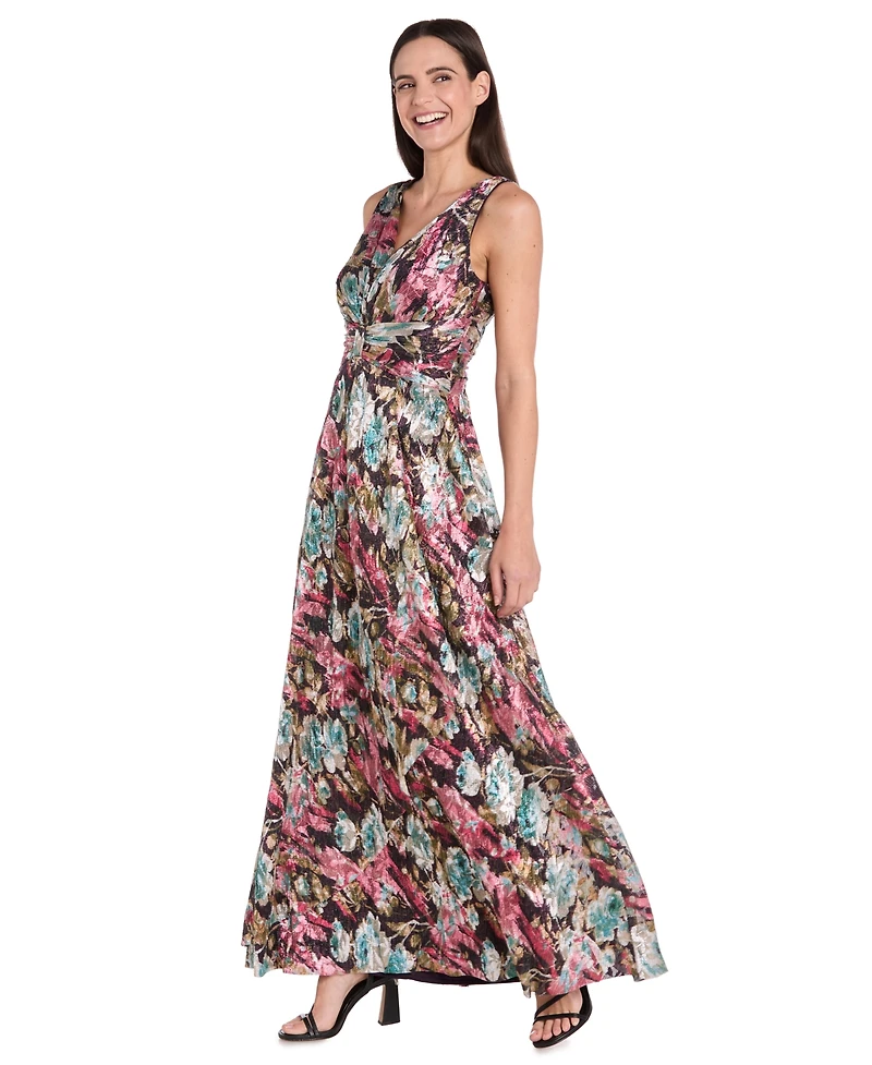 R & M Richards Women's Sleeveless Metallic A-Line Dress