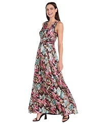 R & M Richards Women's Sleeveless Metallic A-Line Dress