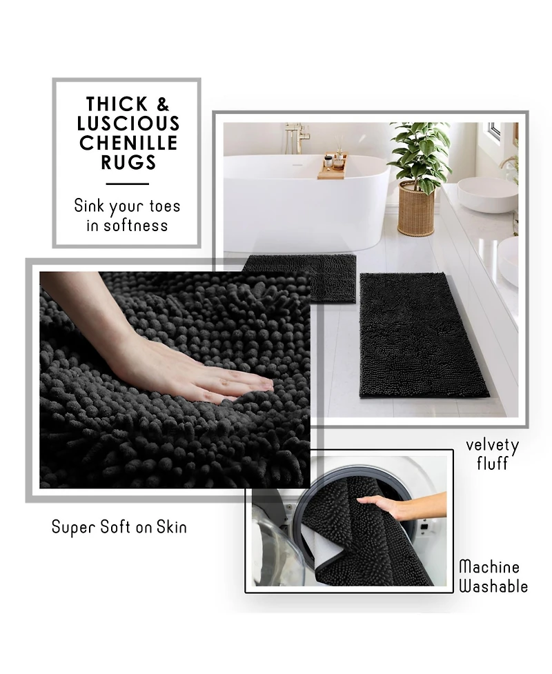 Complete Bathroom Decor & Accessory Set with Bath Rugs Shower Caddy