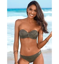 Lascana Women's Textured Bandeau Bikini Swimsuit Top Bra Sizing