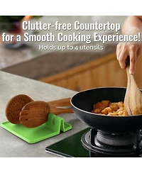 Extra Large Silicone Utensil Rest with Drip Pad for Multiple Utensils