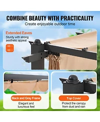 Slickblue Outdoor Retractable Pergola with Sun Shade Canopy Aluminum