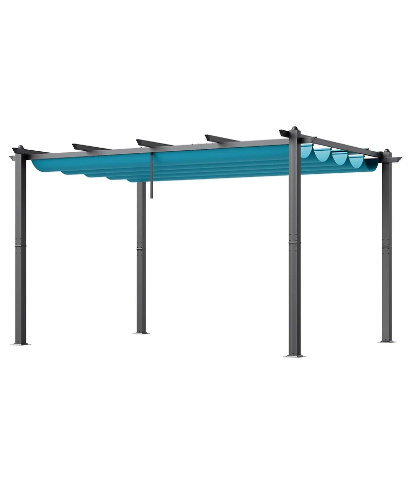 Outdoor Pergola with Adjustable Canopy Retractable Shade and Aluminum Frame
