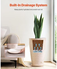 Slickblue Tall Round Tapered Plant Pots Set of 2 for Indoor and Outdoor Gardening