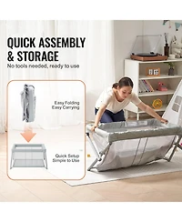 Baby Travel Crib Play Yard Folding Baby Toddler Playpen with Zipper Gate