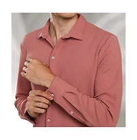 Campus Sutra Men's Salmon Pink Stripe-Creased Shirt