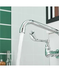 Greenspring Double Handle Wall Mount Standard Kitchen Faucet with 8 in. Swivel Spout 8 in. Center in Polished Chrome