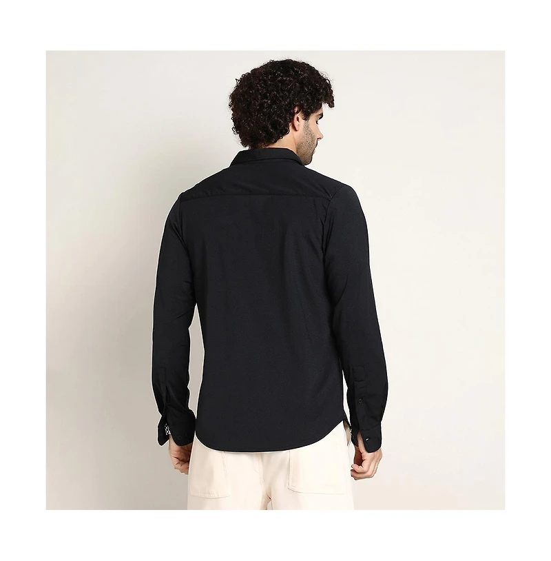 Campus Sutra Men's Onyx Black Everyday Solid Shirt