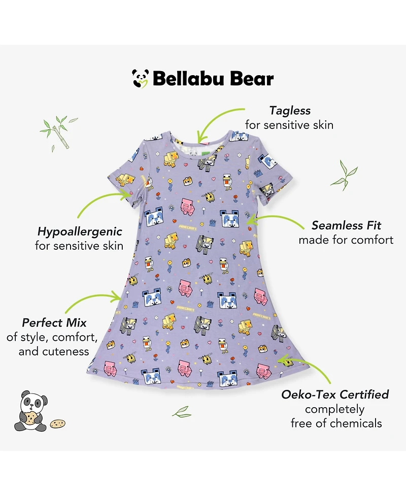 Bellabu Bear Girls' Minecraft Pixel Pals Short Sleeve Dress