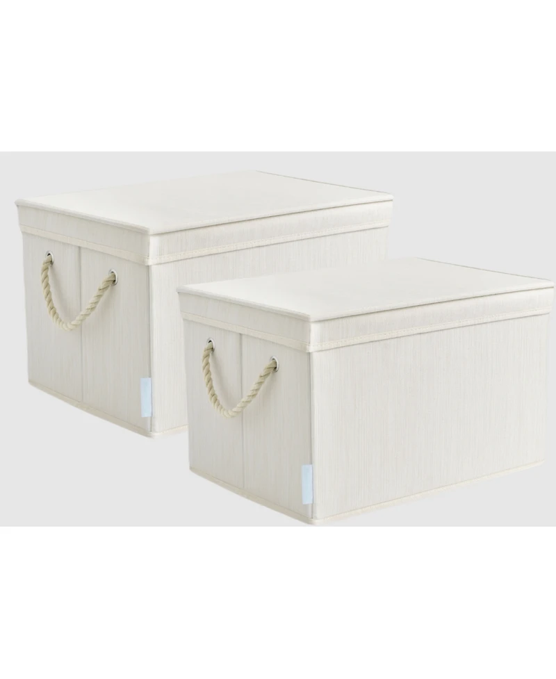 WeThinkStorage 34L Folding Fabric Storage Bin w/Rope Handle and Lid - Clay