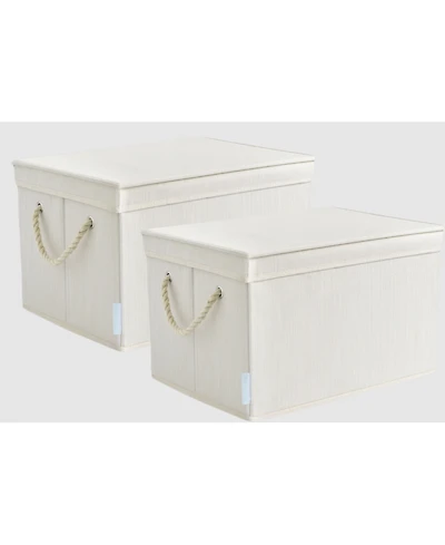 WeThinkStorage 34L Folding Fabric Storage Bin w/Rope Handle and Lid - Clay