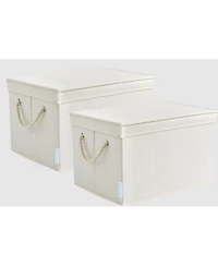 WeThinkStorage 34L Folding Fabric Storage Bin w/Rope Handle and Lid - Clay