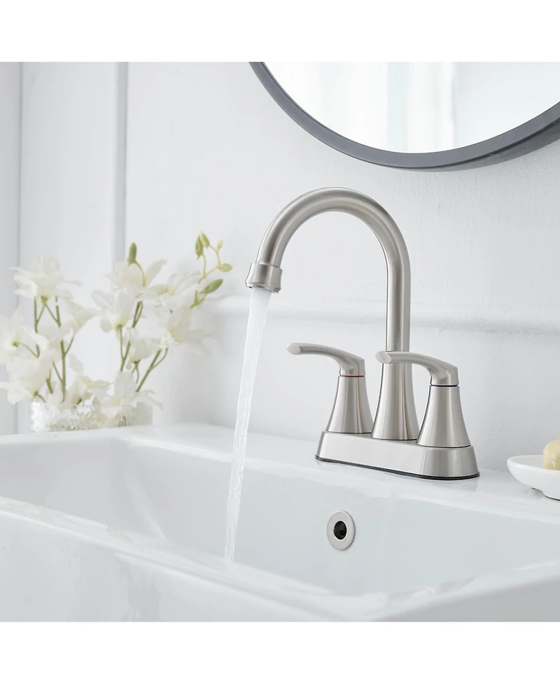 4 in. Centerset 2-Handle High-Arc Bathroom Faucet Brushed Nickel