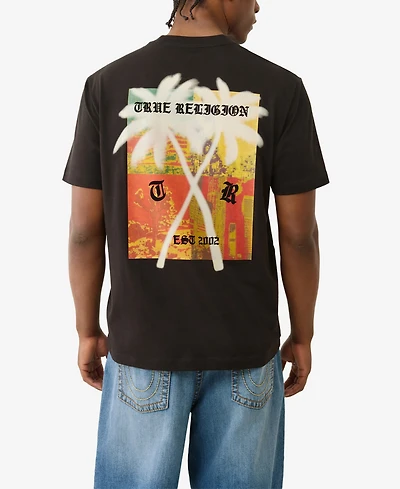 True Religion Men's Short Sleeve Palm Tree T-Shirt
