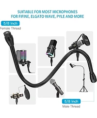 ZealSound Upgraded Metal Hose Arm, 19-inch Flexible Stand, Heavy Duty Mic & Phone Holder, 5/8" Thread