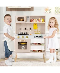 Play Kitchen Height Adjustable with Microwave and Lights and Sounds For Kids