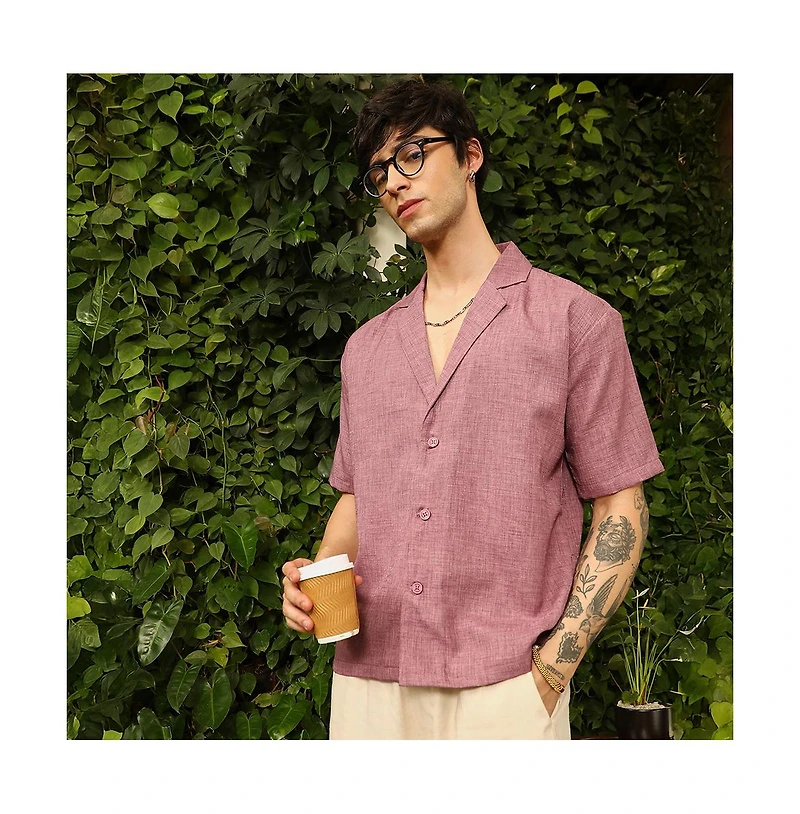 Campus Sutra Men's Heathered Korean Oversized Shirt