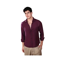 Campus Sutra Men's Plum Purple Breezy Wrinked Relaxed Shirt