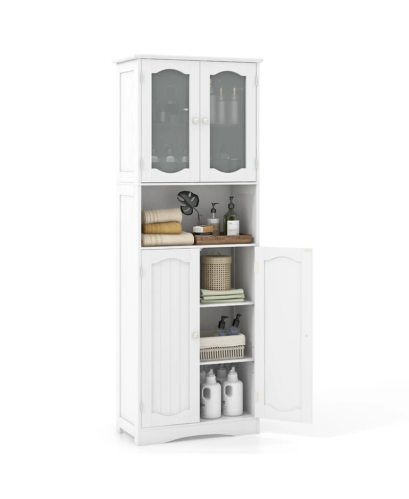 Slickblue Bathroom Storage Cabinet with Frost Glass Doors and Shelves