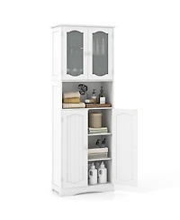 Slickblue Bathroom Storage Cabinet with Frost Glass Doors and Shelves