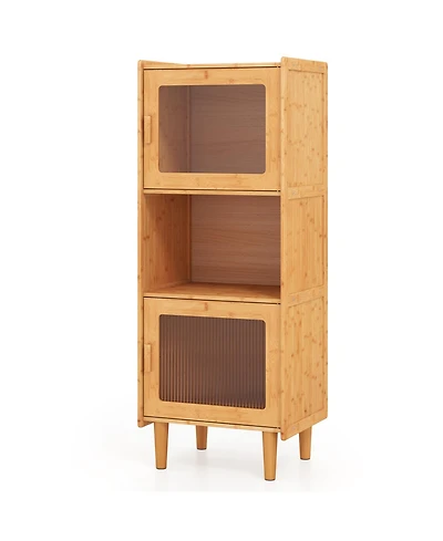 Slickblue 3-Cube Wicker Storage Cabinet with Open Compartment For Living Room