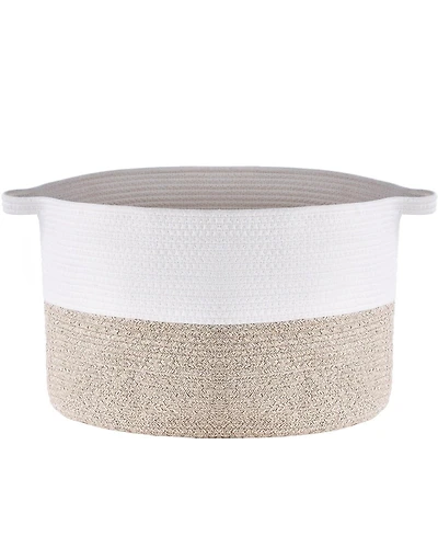 Slickblue Cotton Rope Storage Basket Woven Organizer Bin for Blankets Towels or Pillows