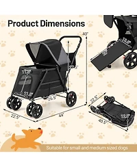 Gymax Dog Stroller for Small Medium Dogs w/ Dual Entry Ramp All-Terrain Wheels