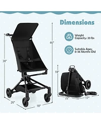 Gymax Toddler Lightweight Stroller Compact & Airplane-Friendly Travel w/ Canopy